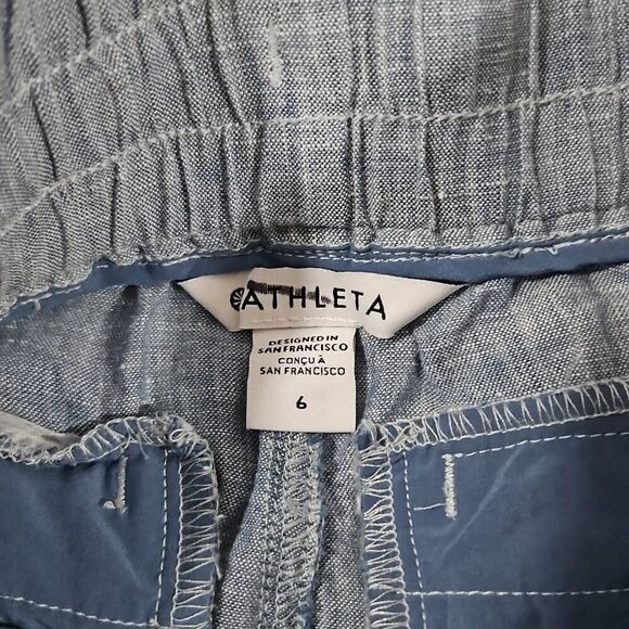 Athleta Size 6 Cabo Linen Jogger Chambray Blue Casual Comfy Lounge Travel - Picture 3 of 8